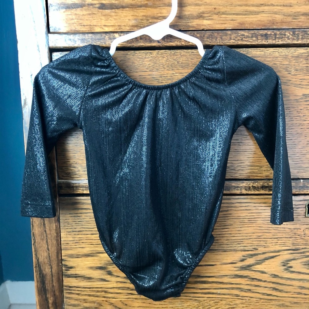Bailey's Blossoms Shiny Black Leotard